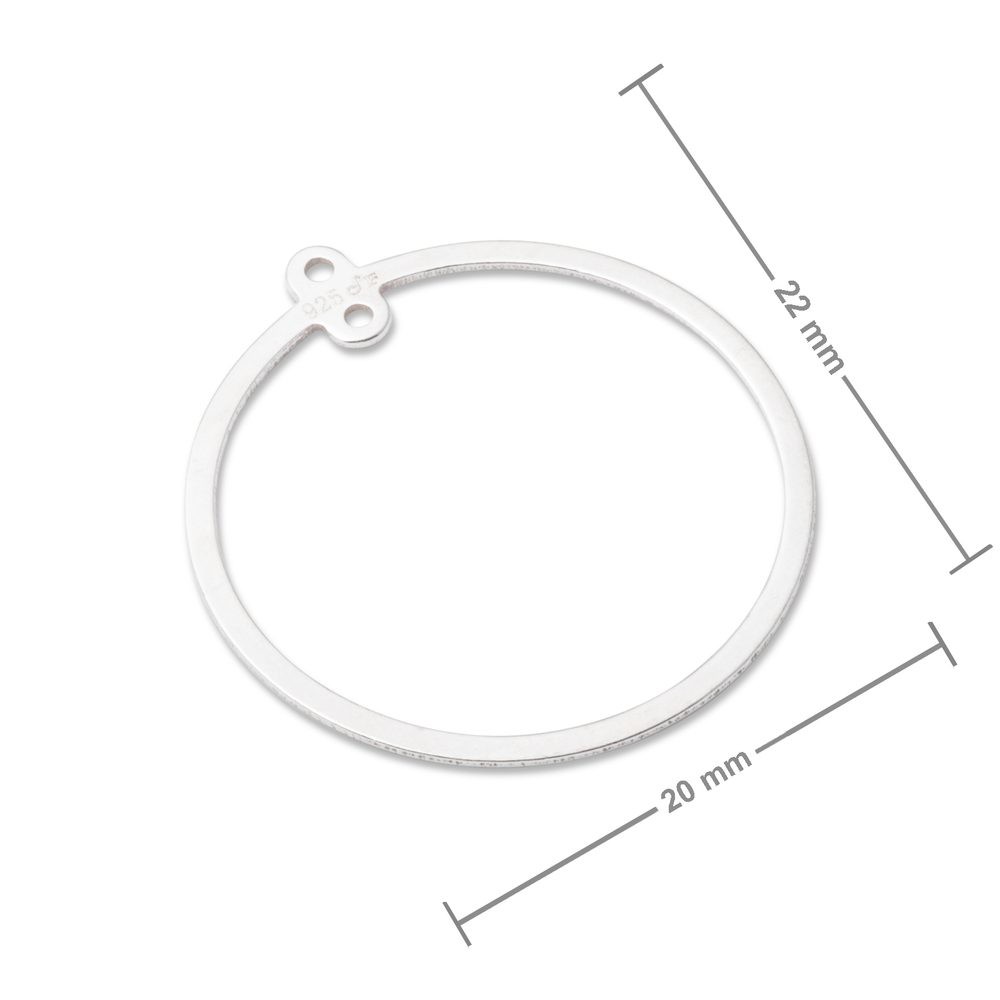 Amoracast náušnicové ramínko kruh 22x20mm stříbrné - 1 ks