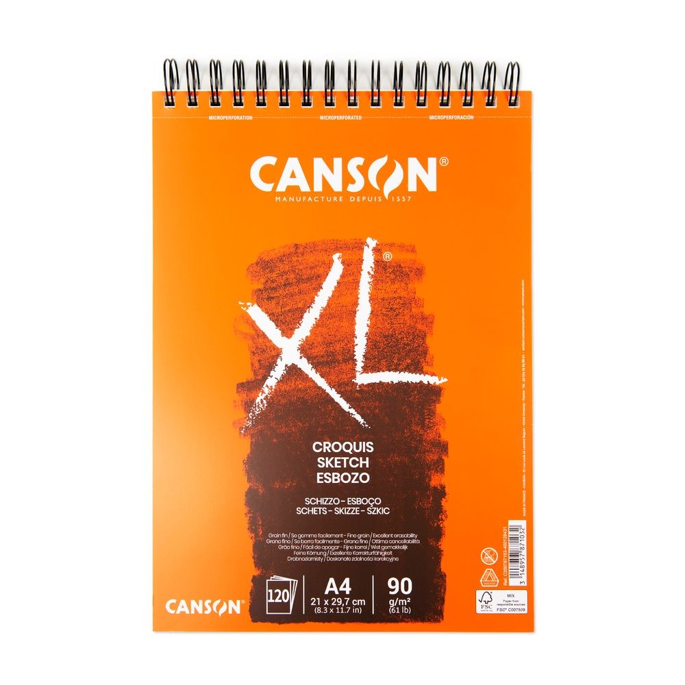 Canson skicák XL Croquis Sketch 120 listů A4 90g/m² kroužková vazba - 1 ks