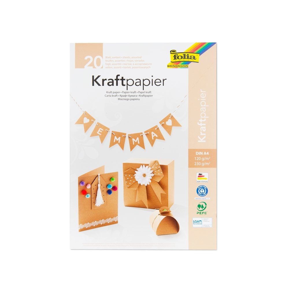 Sada kraftových papírů 20 listů A4 120g/m² a 230g/m² - 1 balení
