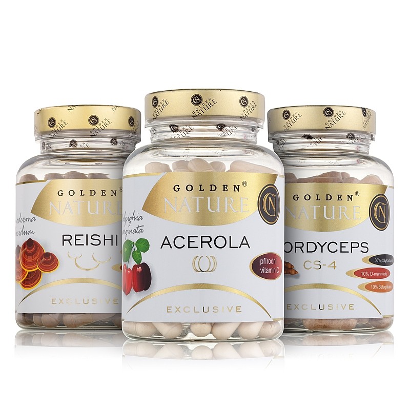 GN Exclusive Acerola 100 cps. + Cordyceps 100 cps. + Reishi 100 cps. - Golden Nature