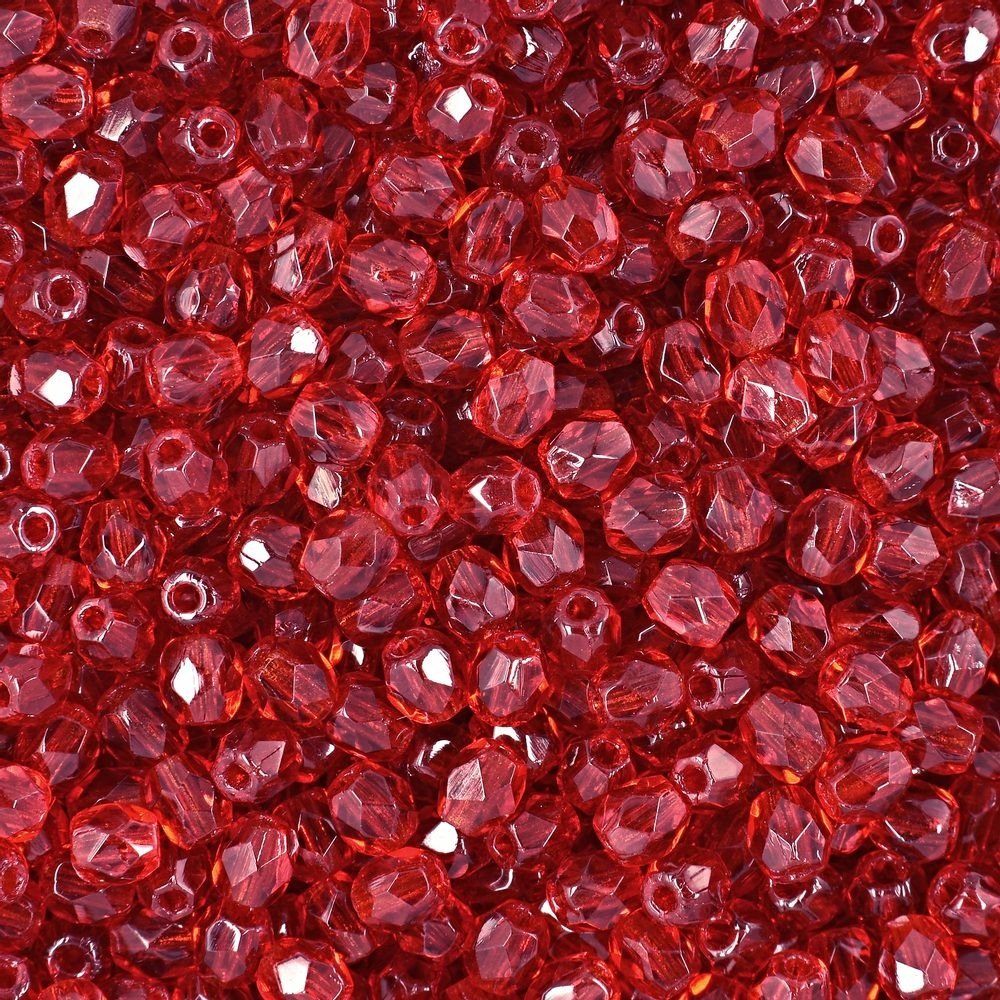 Broušené korálky 3mm Siam Ruby - 300 ks