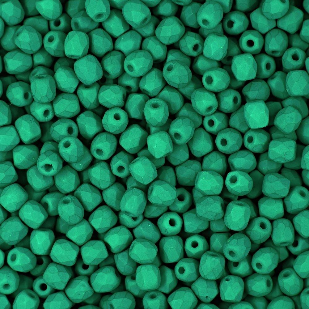 Broušené korálky 3mm Neon Dark Emerald - 300 ks