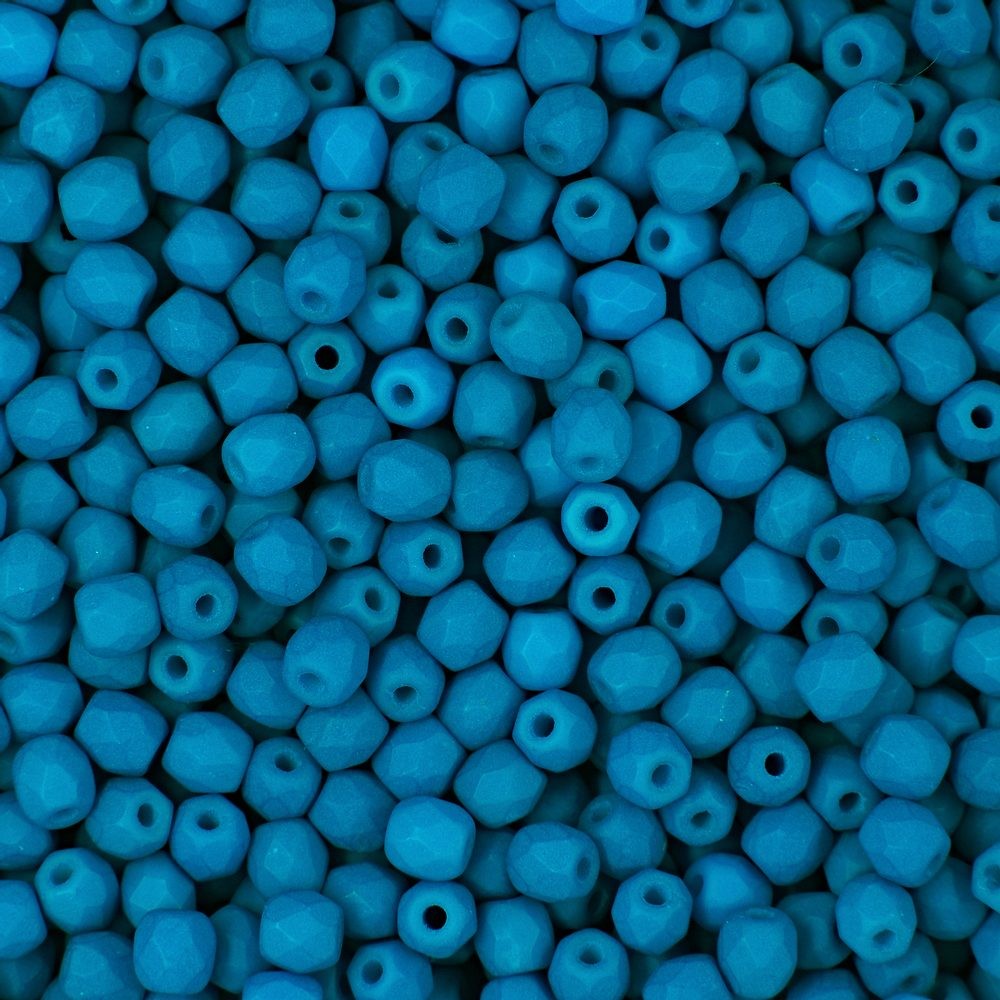 Broušené korálky 3mm Neon Blue - 300 ks