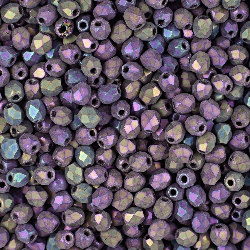 Broušené korálky 3mm Matte Iris Purple - 300 ks