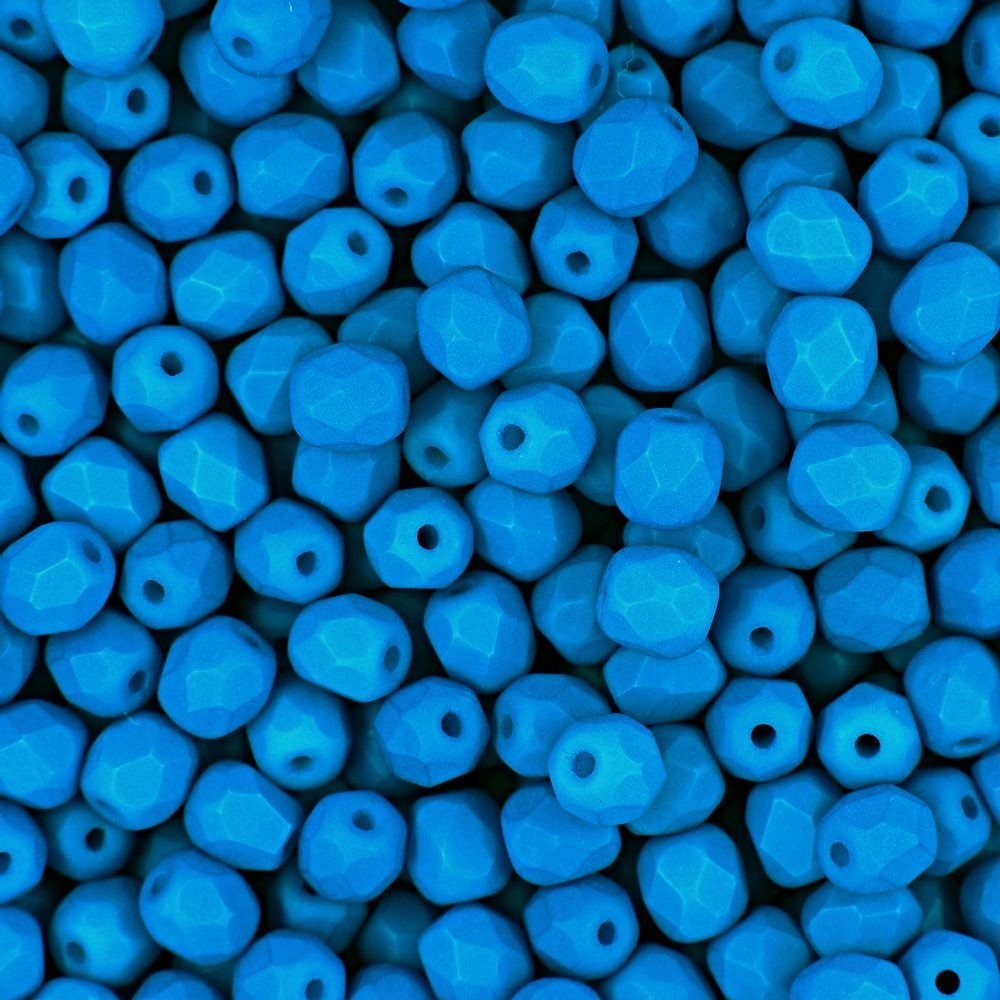 Broušené korálky 4mm Neon Blue - 225 ks