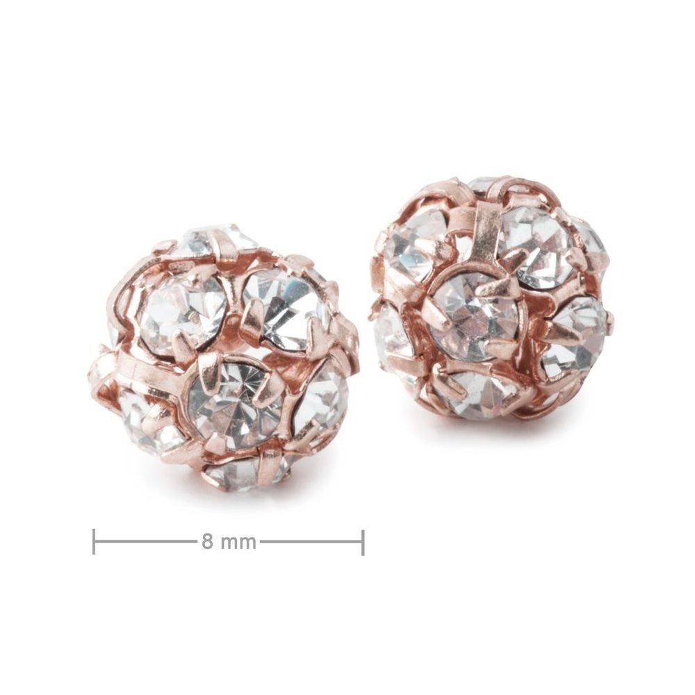 Štrasová kulička 8mm rose gold Crystal - 10 ks