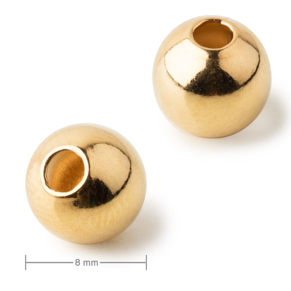 Kovový korálek dutý 8mm v barvě zlata - 3 ks