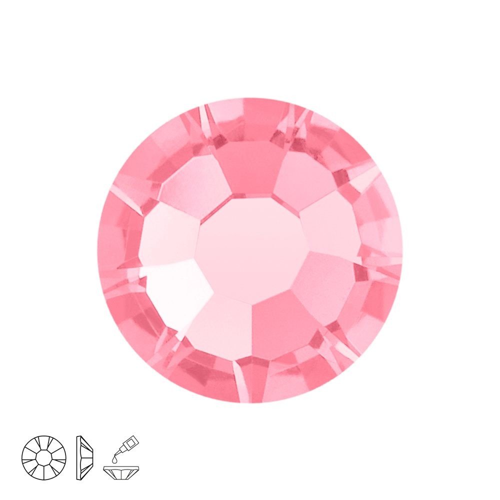 PRECIOSA a.s. Preciosa MC nalepovací šatonová růže MAXIMA SS16 Rose - 24 ks