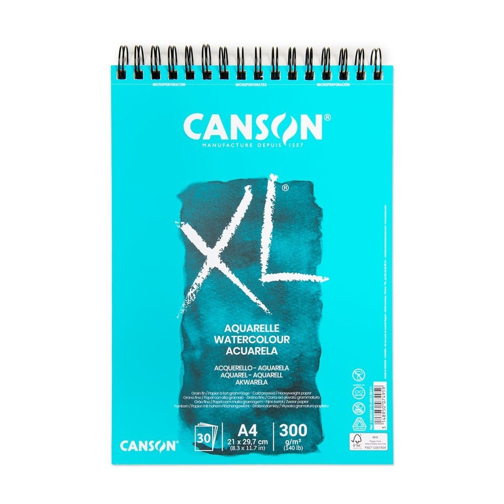 Canson skicák XL Aquarelle 30 listů A4 300g/m² kroužková vazba - 1 ks