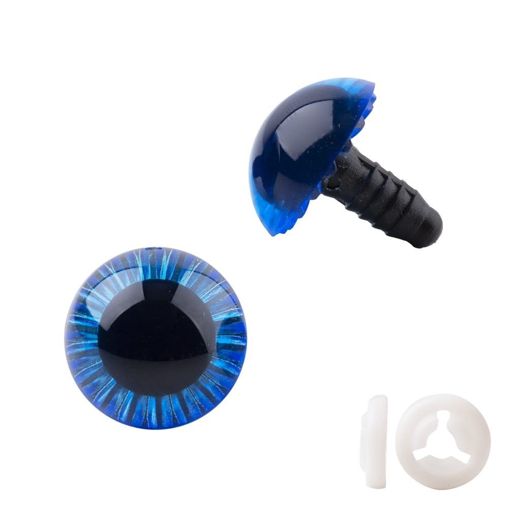 Pár očiček s bezpečnostnín uzávěrem 19,5mm modré - 1 pár