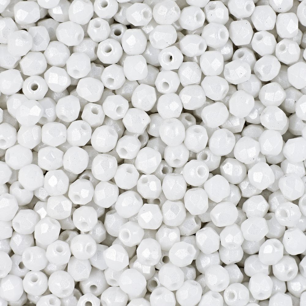 Broušené korálky 3mm Pearl Shine White - 300 ks