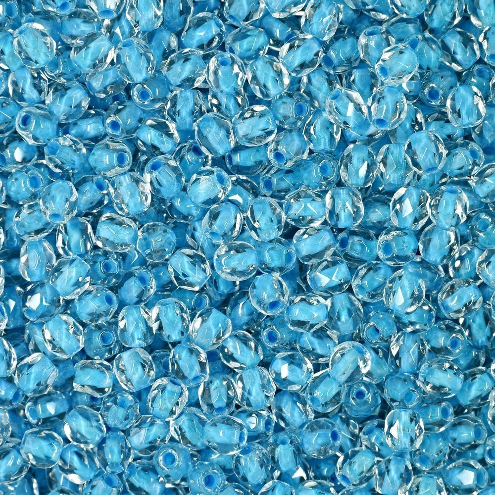 Broušené korálky 3mm Crystal Aqua Lined - 300 ks