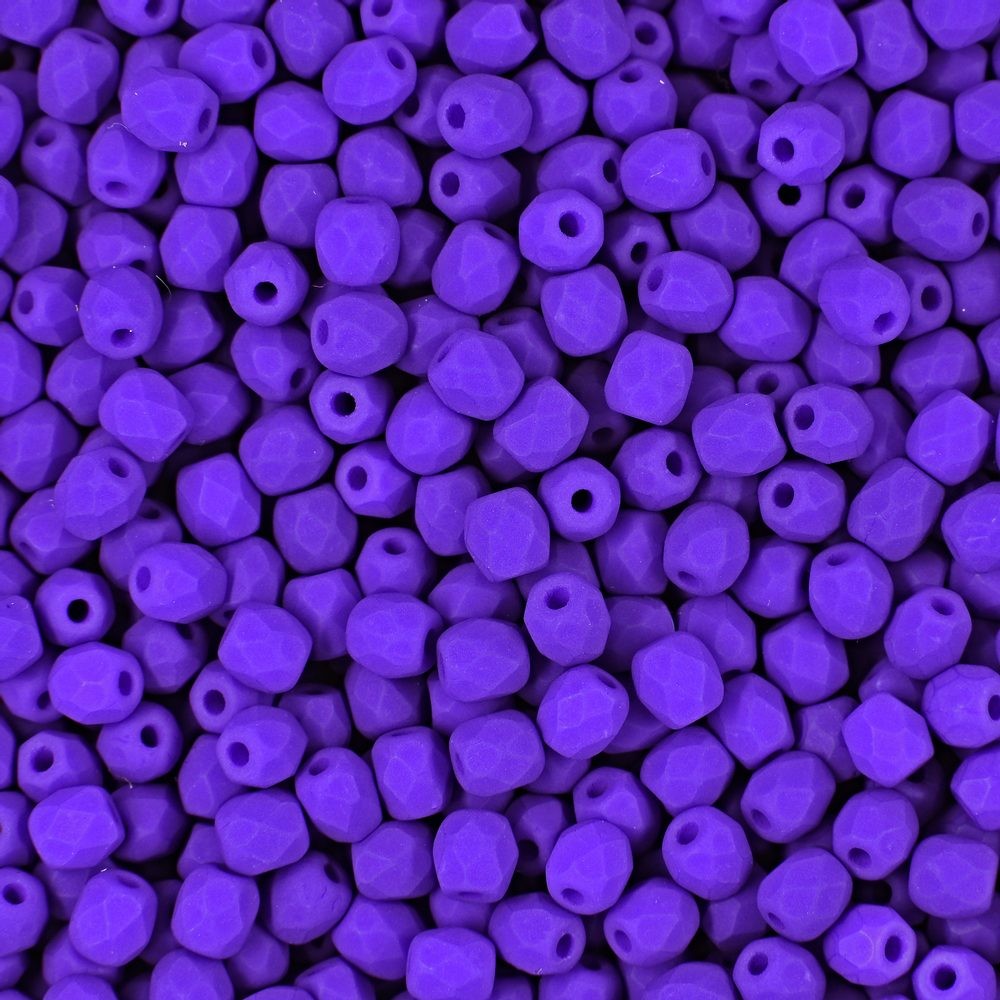 Broušené korálky 3mm Neon Dark Purple - 300 ks