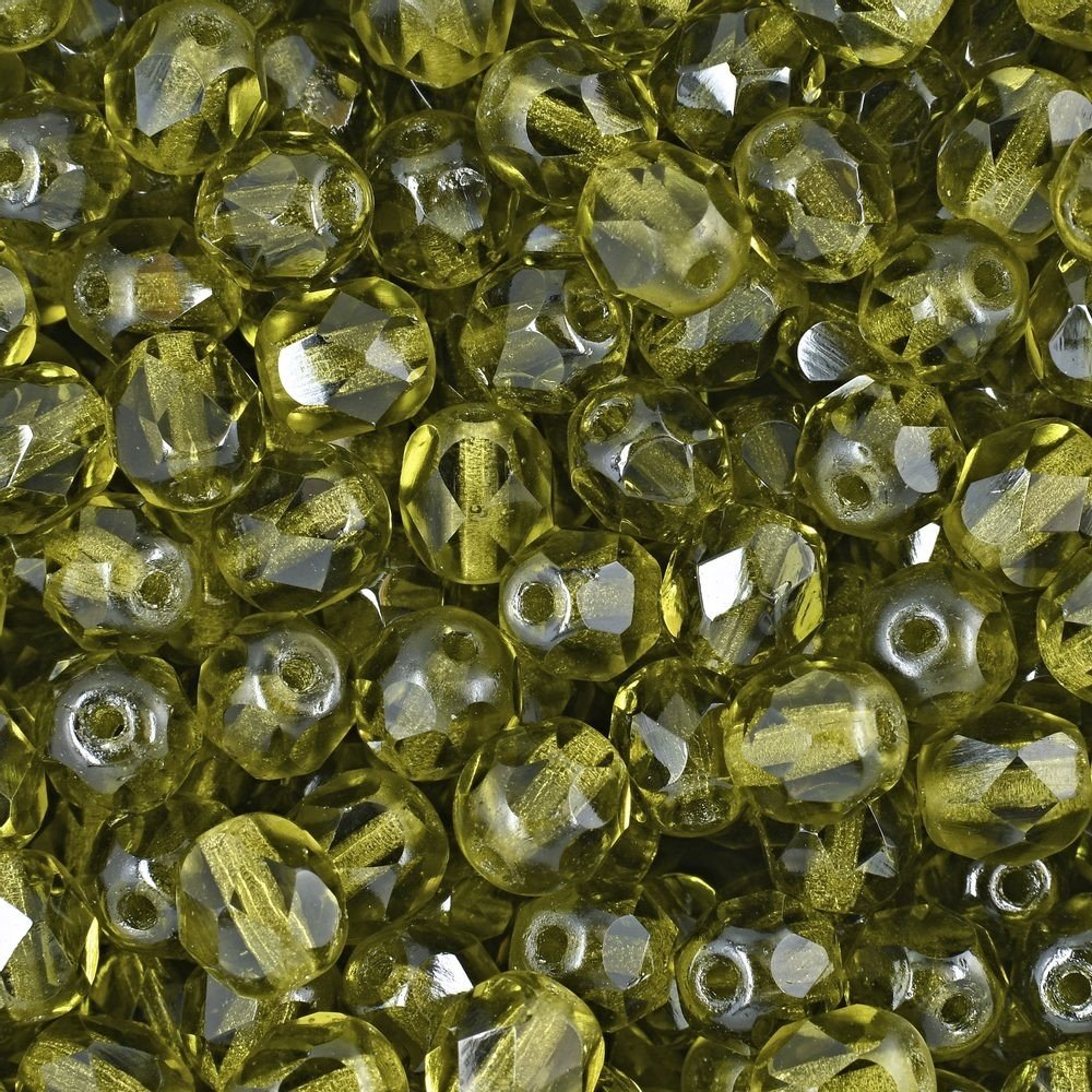 Broušené korálky 6mm Olivine - 150 ks