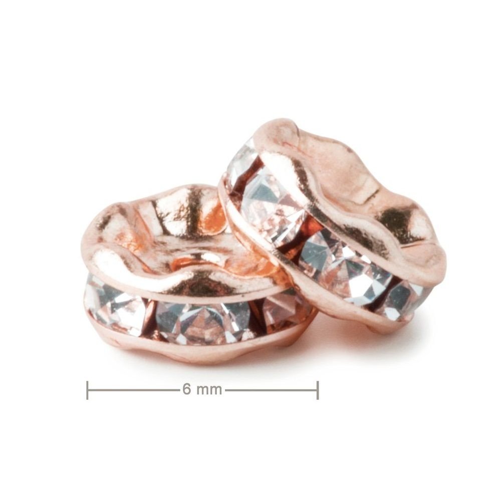 Štrasová rondelka 6mm rose gold Crystal - 20 ks