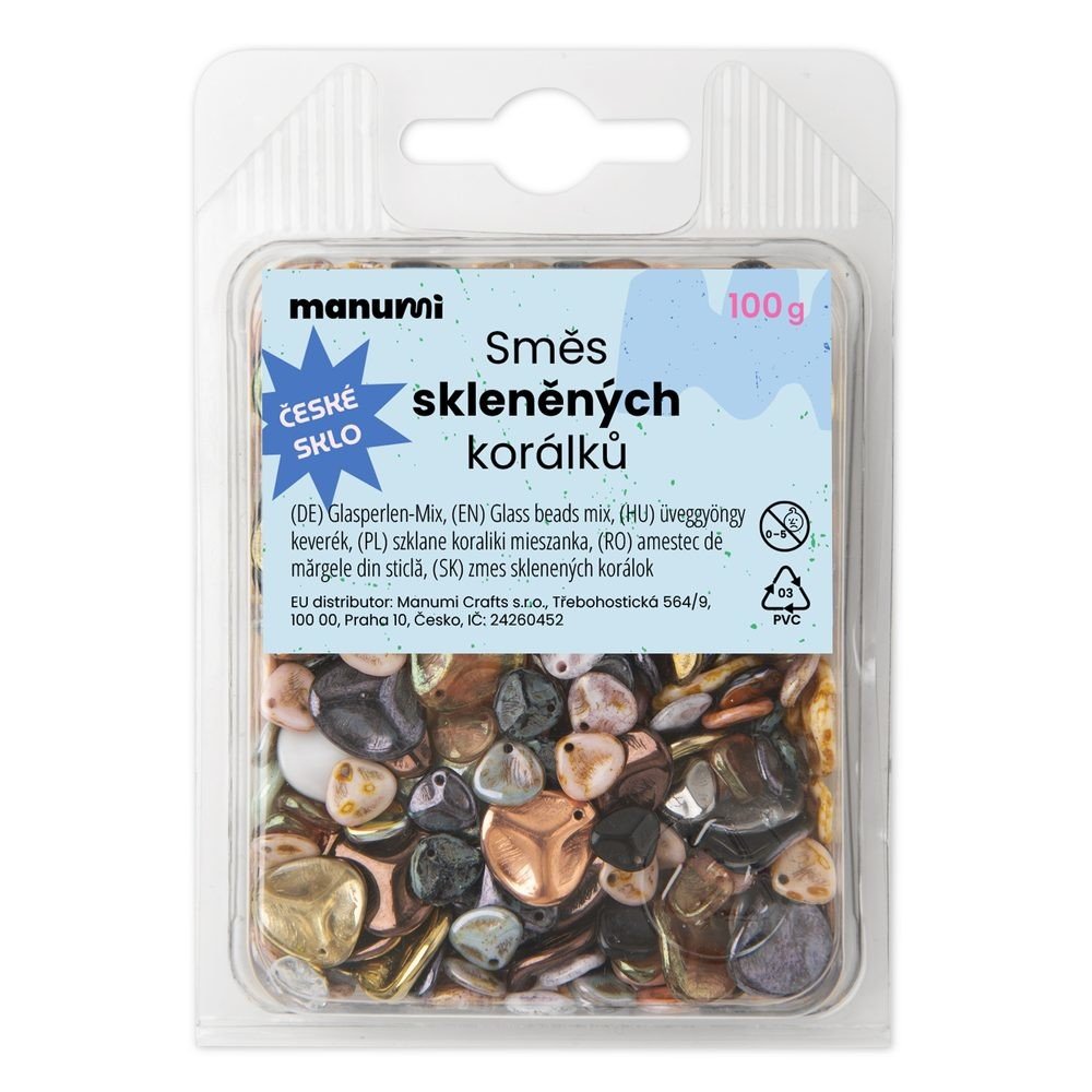 PRECIOSA směs skleněných korálků lístky růže - 100 g