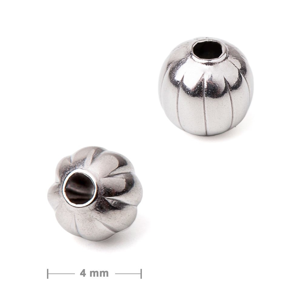 Ozdobný korálek z chirurgické oceli 316L dutý 4mm - 10 ks