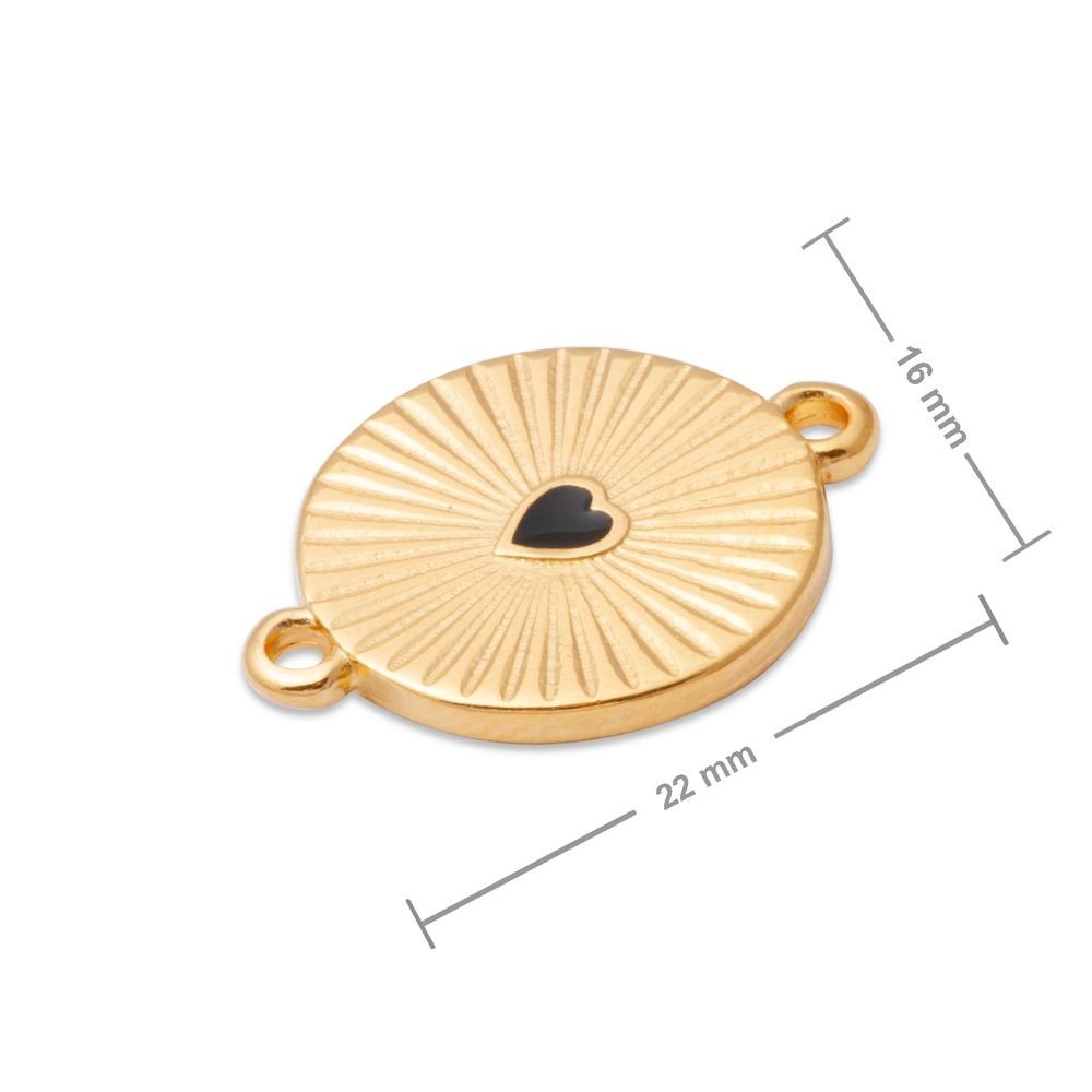 Manumi spojovací díl srdce s paprsky 22x16mm pozlacený - 1 ks