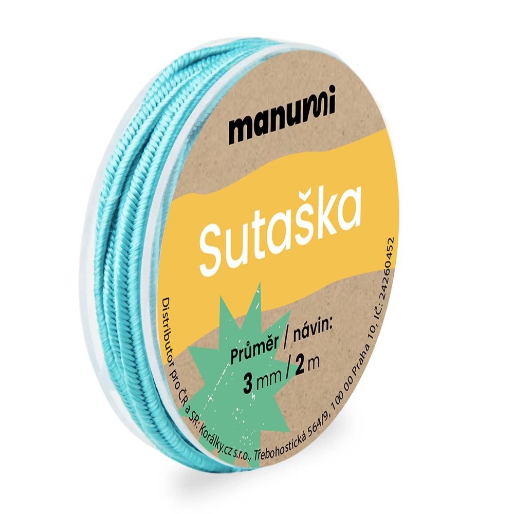 Manumi Sutaška 3mm/2m tyrkysová - 1 ks