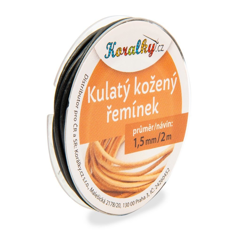 Manumi Kulatý kožený řemínek 1,5mm/2m černý č.30 - 1 ks