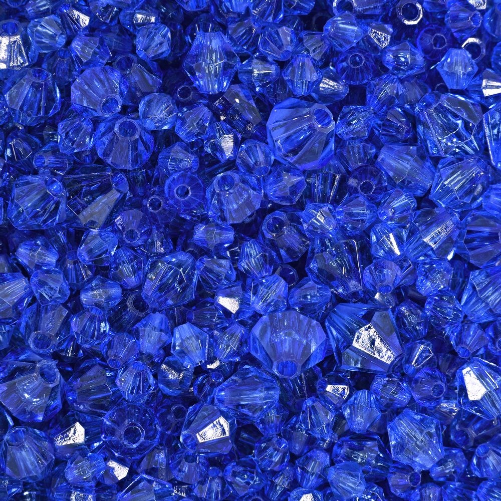 Broušené akrylové korálky 4-8mm modré - 100 g