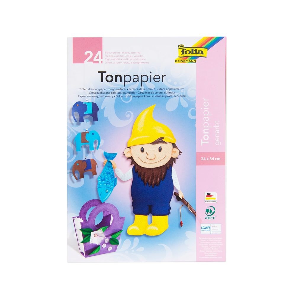 Sada barevných papírů s hrubým povrchem 24x34cm 24 listů 150g/m² - 1 balení