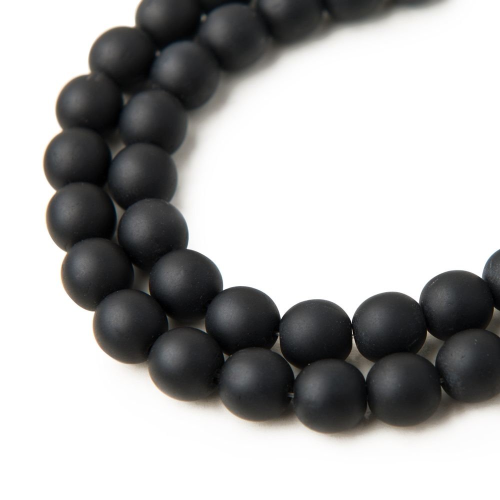 Skleněné mačkané kuličky 8mm Jet Matt - 110 ks