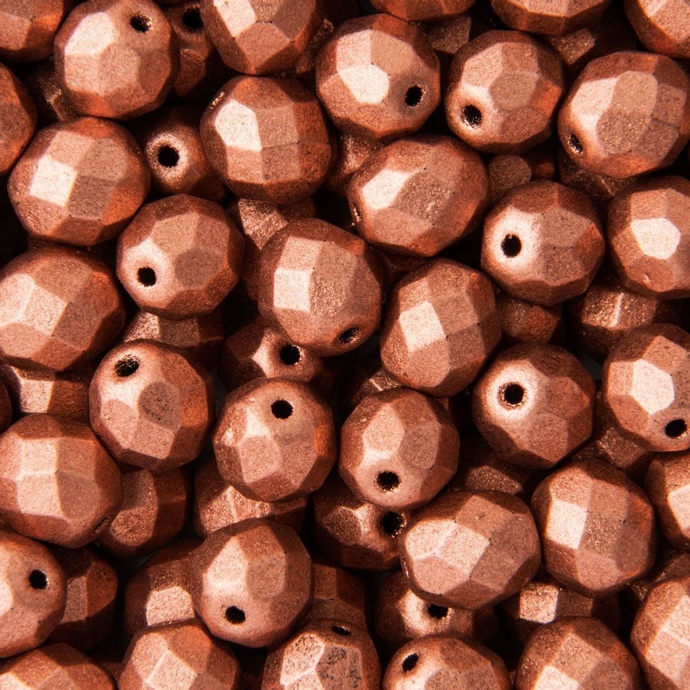 Broušené korálky 8mm Matte Metallic Copper - 110 ks