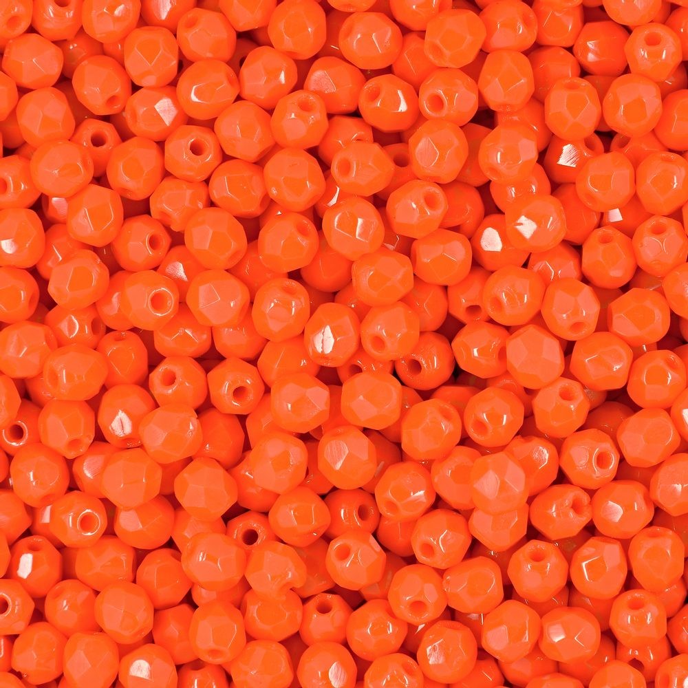 Broušené korálky 3mm Opaque Bright Orange - 300 ks