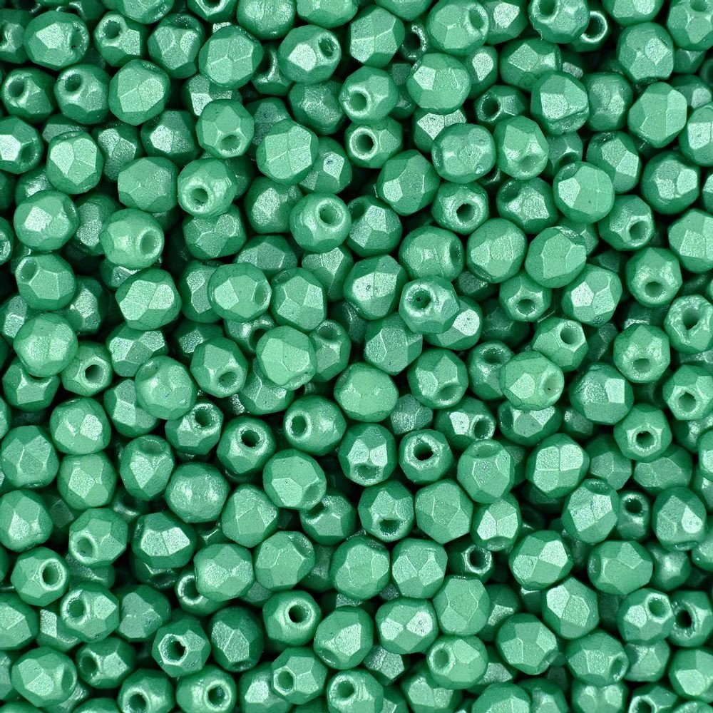 Broušené korálky 3mm Pearl Shine Light Green - 300 ks