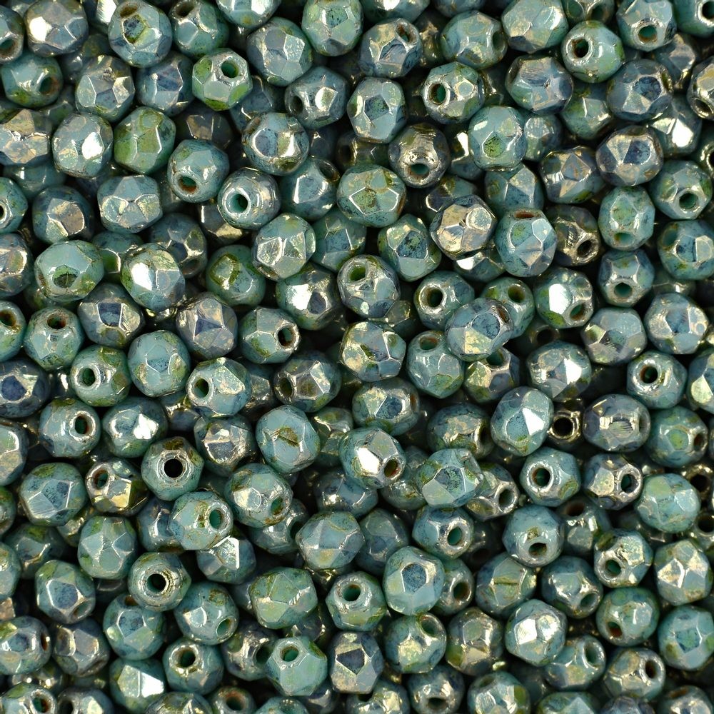 Broušené korálky 3mm Light Metallic Green - 300 ks