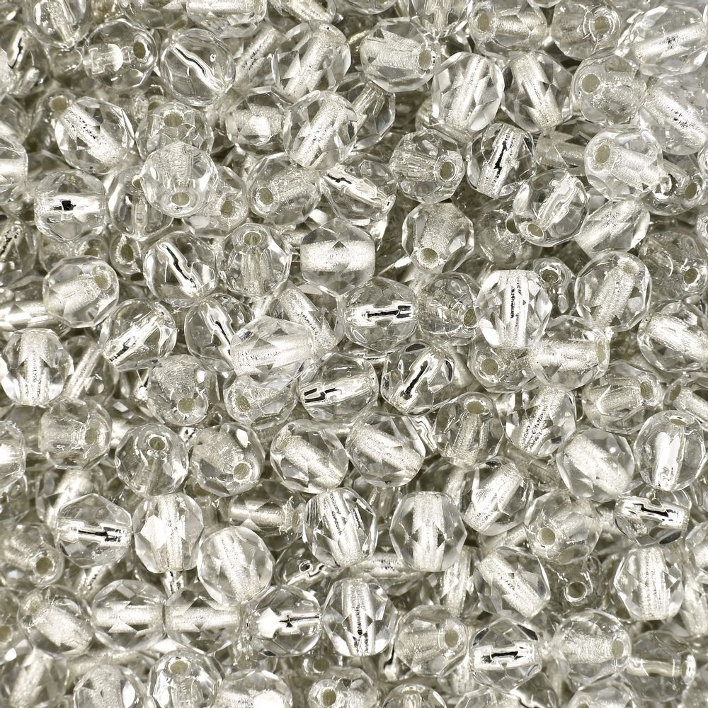 Broušené korálky 4mm Crystal Silver Lined - 225 ks