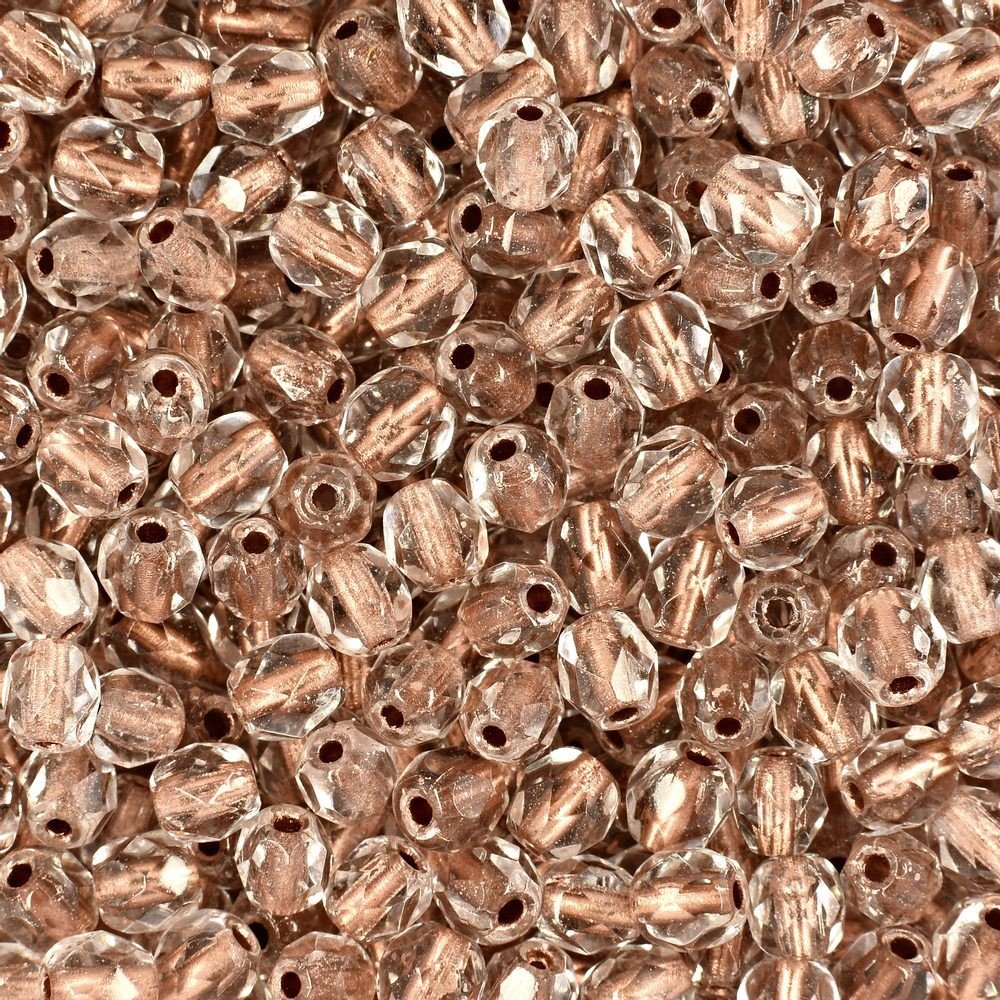 Broušené korálky 4mm Crystal Copper Lined - 225 ks