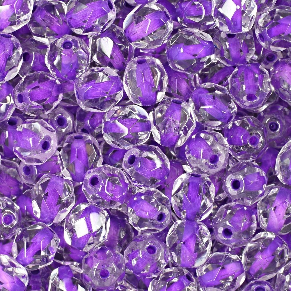 Broušené korálky 6mm Crystal Violet Lined - 150 ks