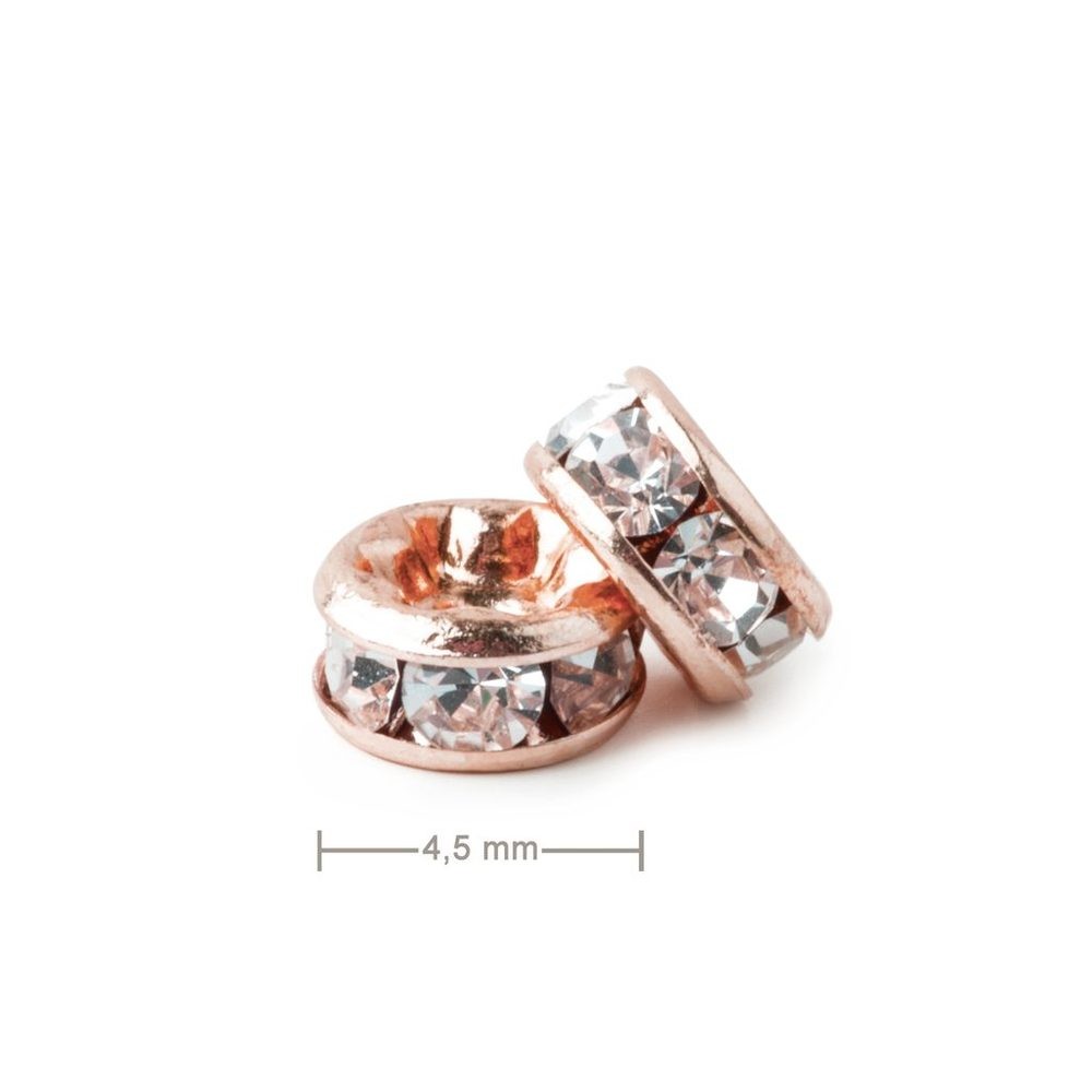 Štrasová rondelka 4,5mm rose gold Crystal - 25 ks