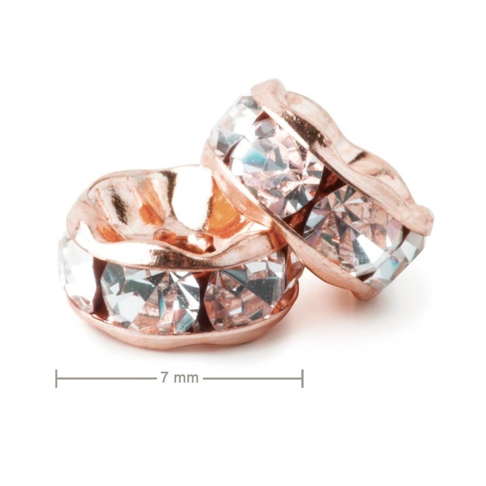 Štrasová rondelka 7mm rose gold Crystal - 20 ks