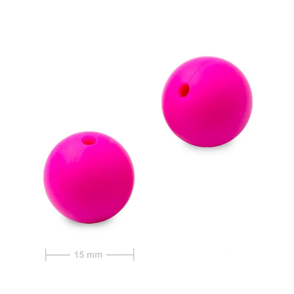 Silikonové kulaté korálky 15mm Pink Glaze - 15 ks