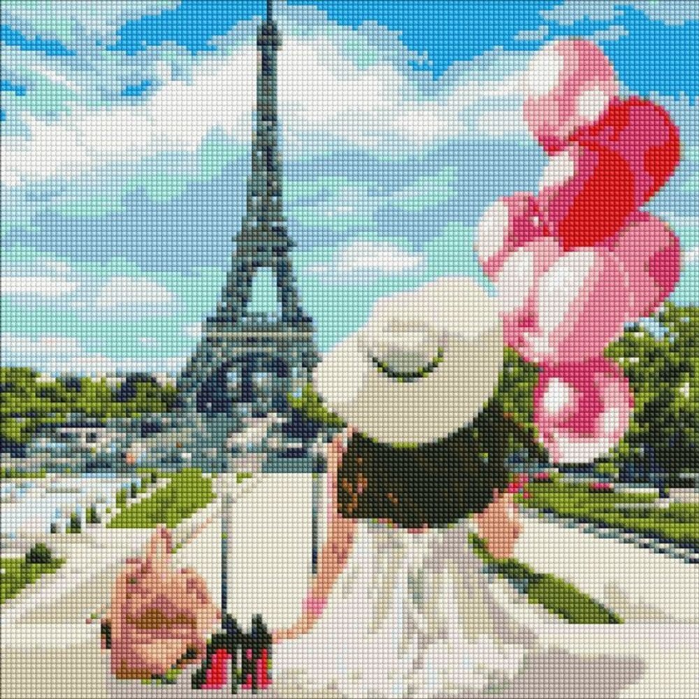 Ideyka Diamantové malování obraz s Eiffelovou věží v Paříži 40х40cm - 1 ks
