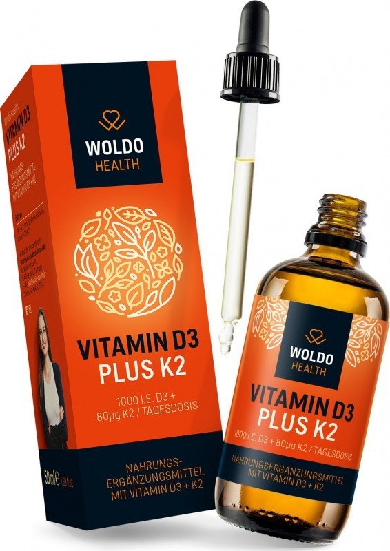 WoldoHealth Vitamin D3+K2 Kapky 1000 I.U. 50 ml - Woldohealth