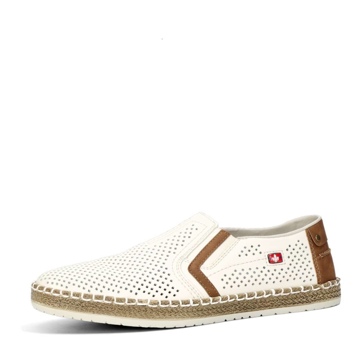 Rieker pánské kožené perforované polobotky - bílé - 40