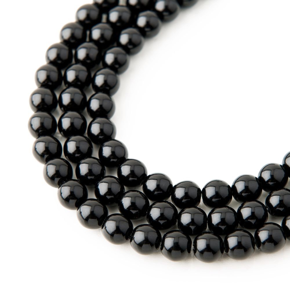 Skleněné mačkané kuličky 6mm Jet - 150 ks