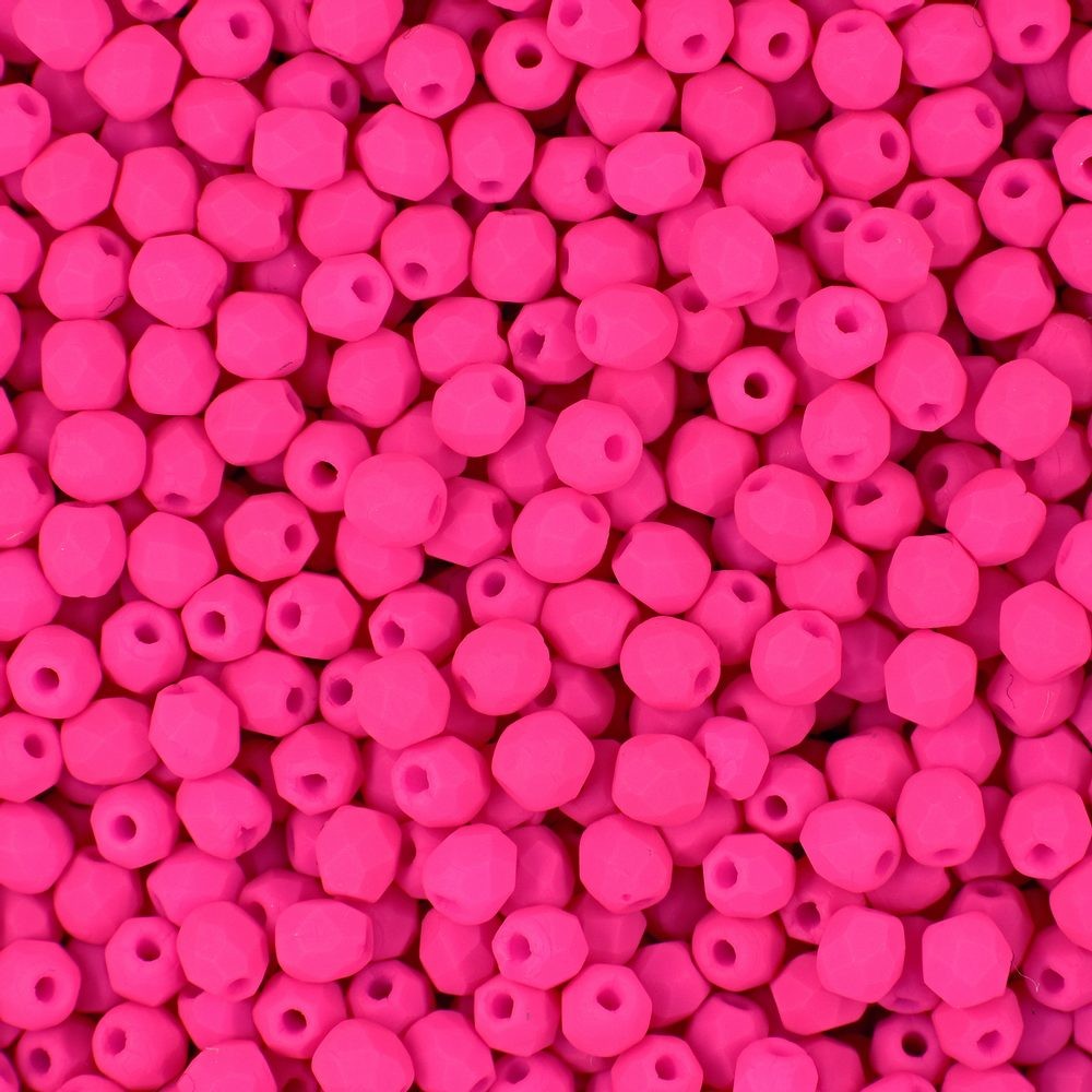 Broušené korálky 3mm Neon Pink - 300 ks