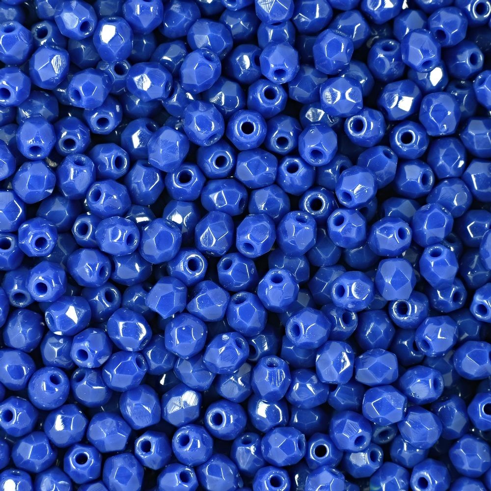 Broušené korálky 3mm Opaque Blue - 300 ks