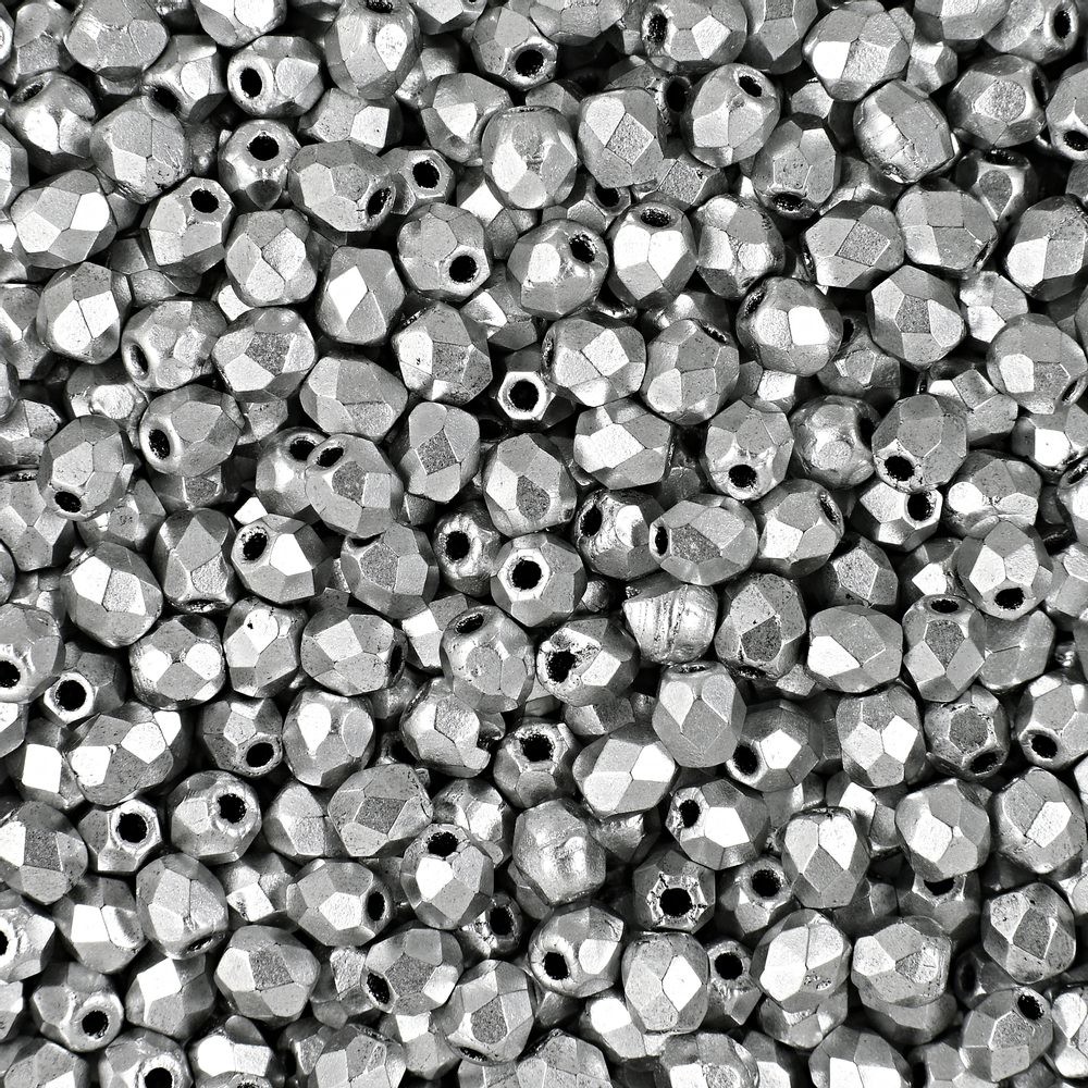 Broušené korálky 3mm Matte Metallic Silver - 300 ks