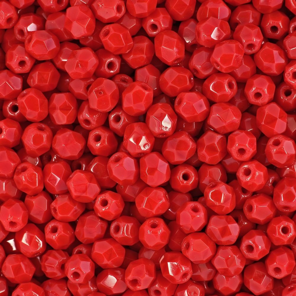 Broušené korálky 4mm Opaque Red - 225 ks