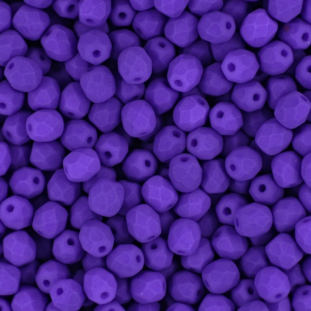 Broušené korálky 4mm Neon Purple - 225 ks