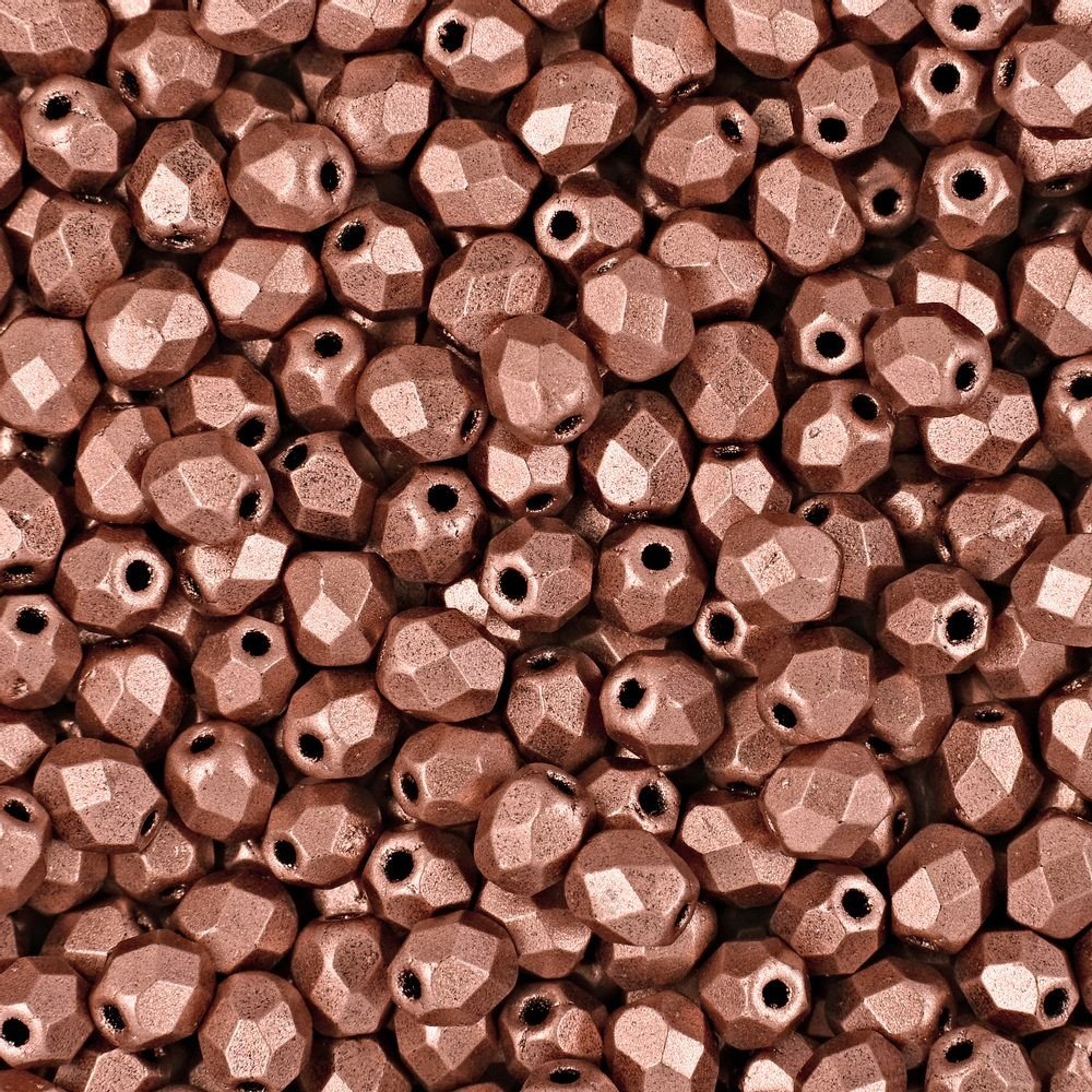 Broušené korálky 4mm Matte Metallic Copper - 225 ks