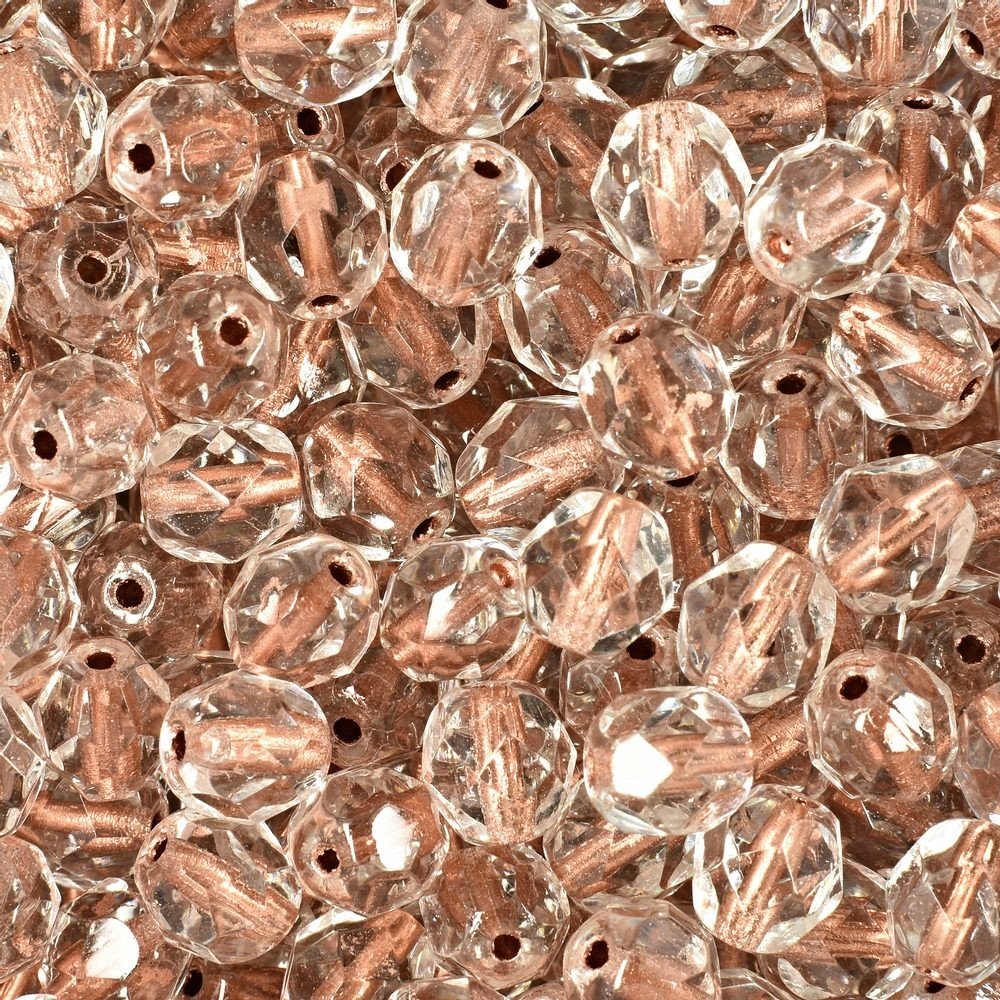 Broušené korálky 6mm Crystal Copper Lined - 150 ks