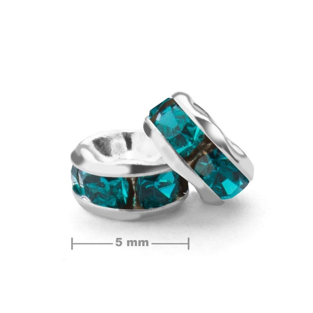 Štrasová rondelka 5mm stříbrná Blue Zircon - 20 ks