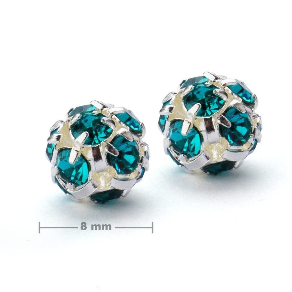 Štrasová kulička 8mm stříbrná Blue Zircon - 10 ks